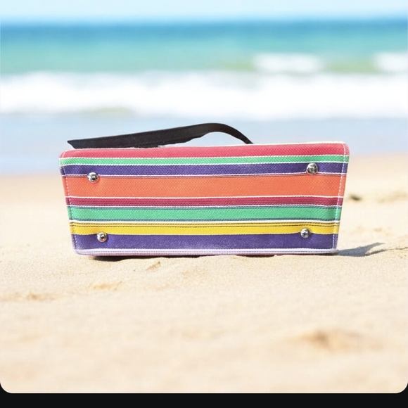 Kate Spade Vintage New York Striped Canvas Tote Bag. - Picture 6 of 16